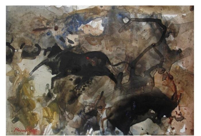 Cave Painting 2, watercolour by Arif