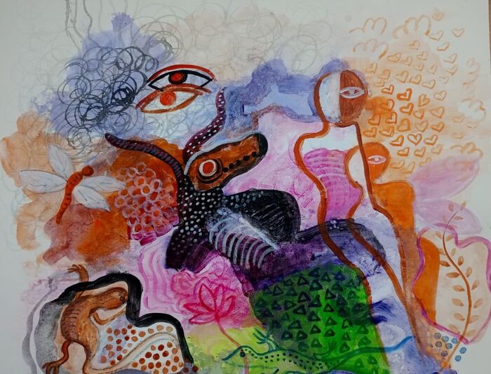 The Consonants of the Autobiography, mixed media painting by Arif