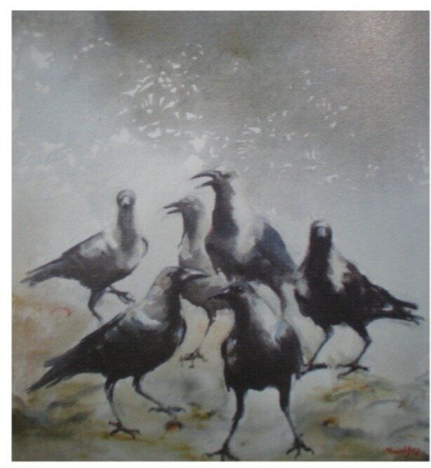 Crow, acrylic painting by Arif