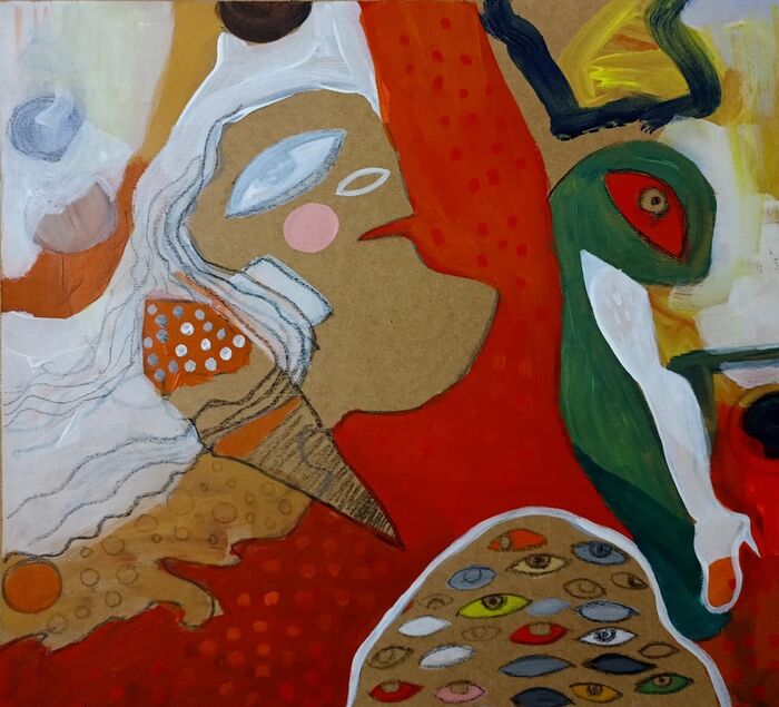 Women of Our Society 1, mixed media painting by Arif