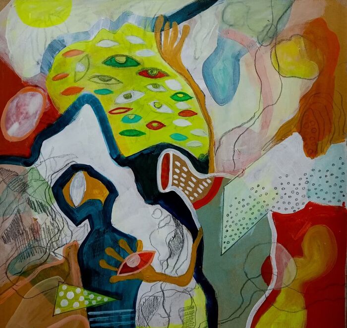 Women of Our Society 2, mixed media painting by Arif