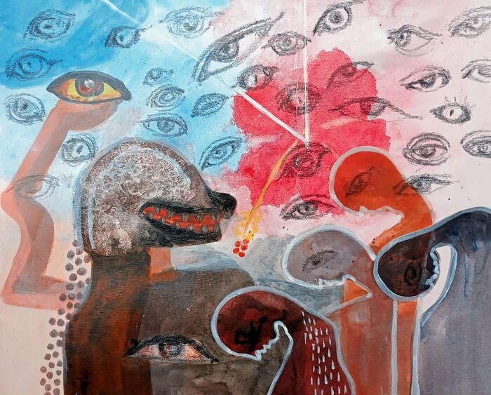 Women of Our Society 4, mixed media painting by Arif